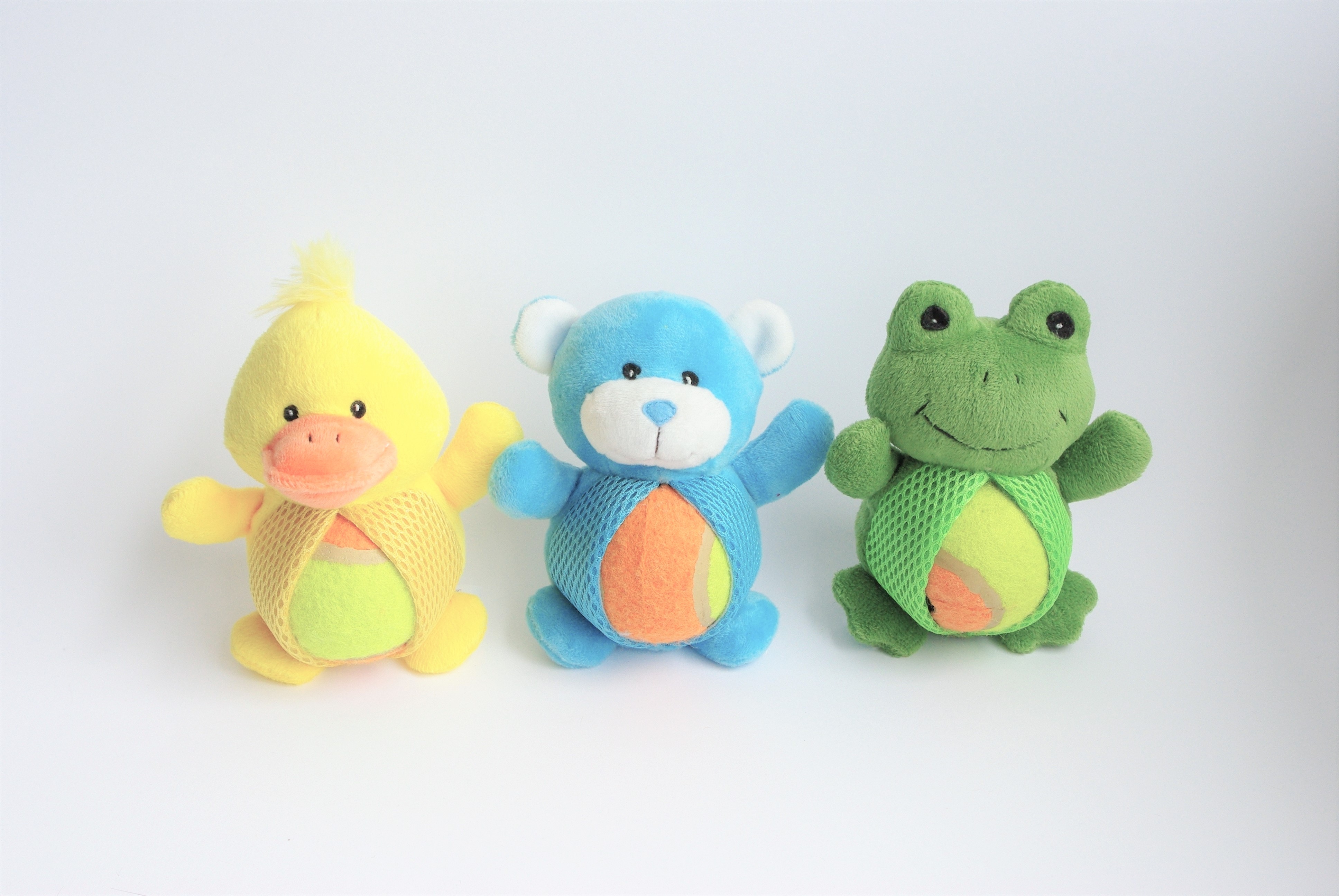 W3938 Plush Duck/Bear/Frog Dog Toy with Tennis Ball
