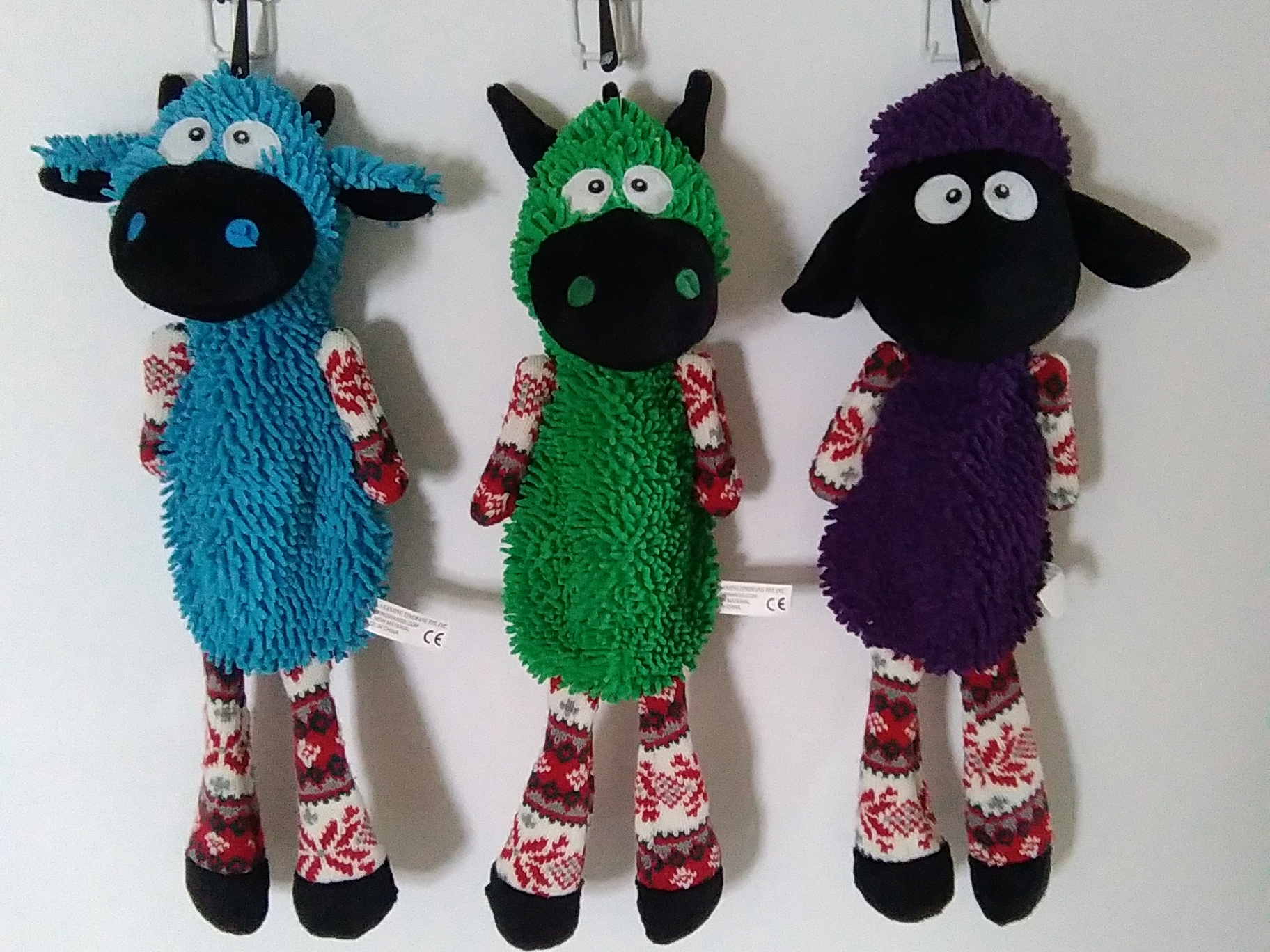 W3476 Plush Moppy Sheep/Donkey/Cow Dog Toy with Honking squeaker
