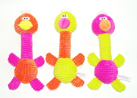 W4320 Colorful Long Neck Bird/Duck Dog Toy with squeaker